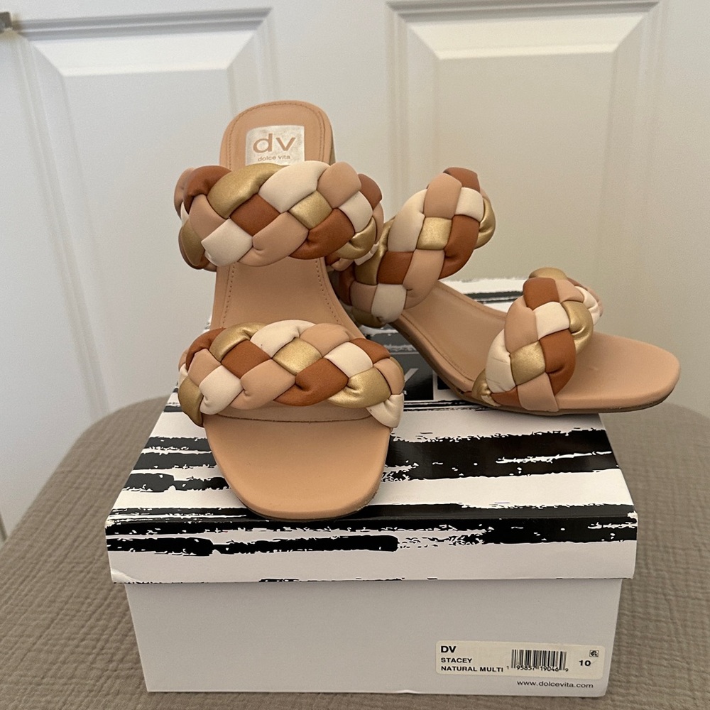 DV by Dolce Vita Women's Braided Sandals - Tan and Gold